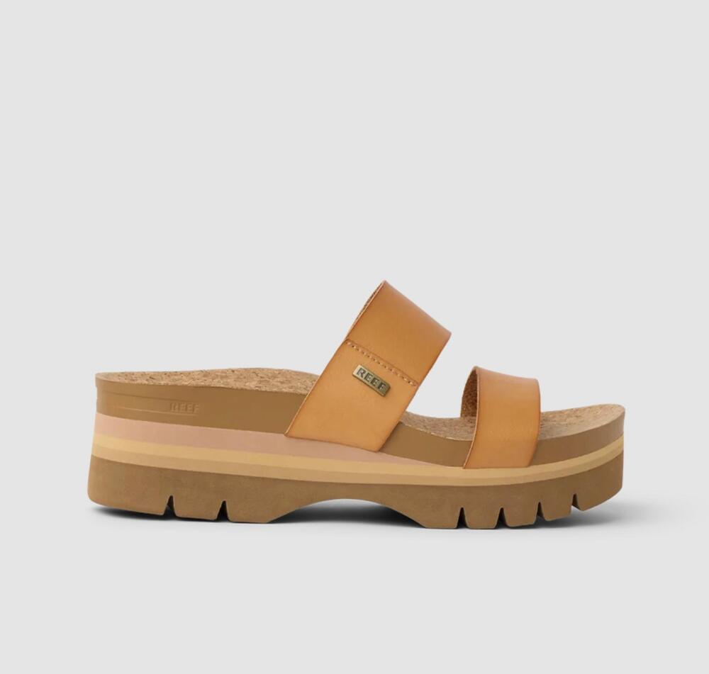 NEW REEF women's cushion vista high 2.0 sandals in natural